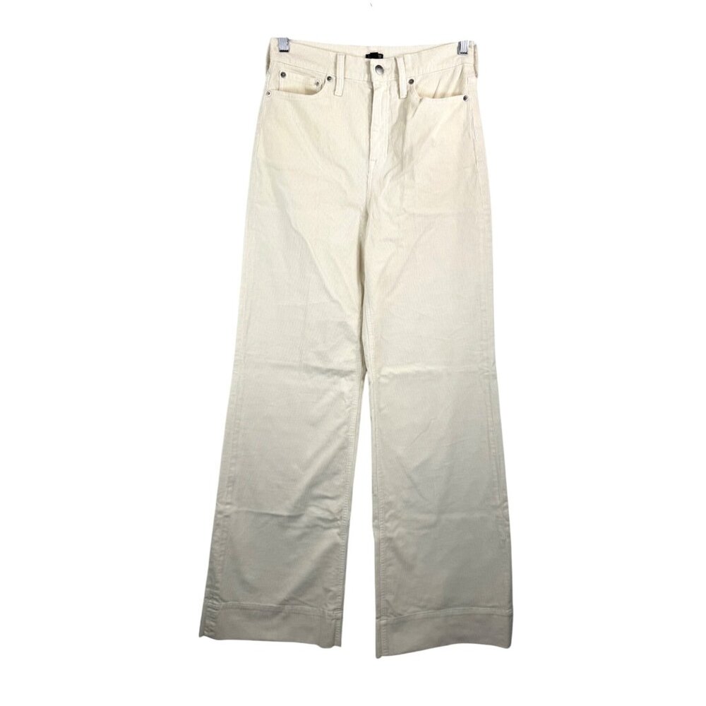 J.Crew Tall wide-leg corduroy trouser Cream 90s preppy classic sz‎ 27T